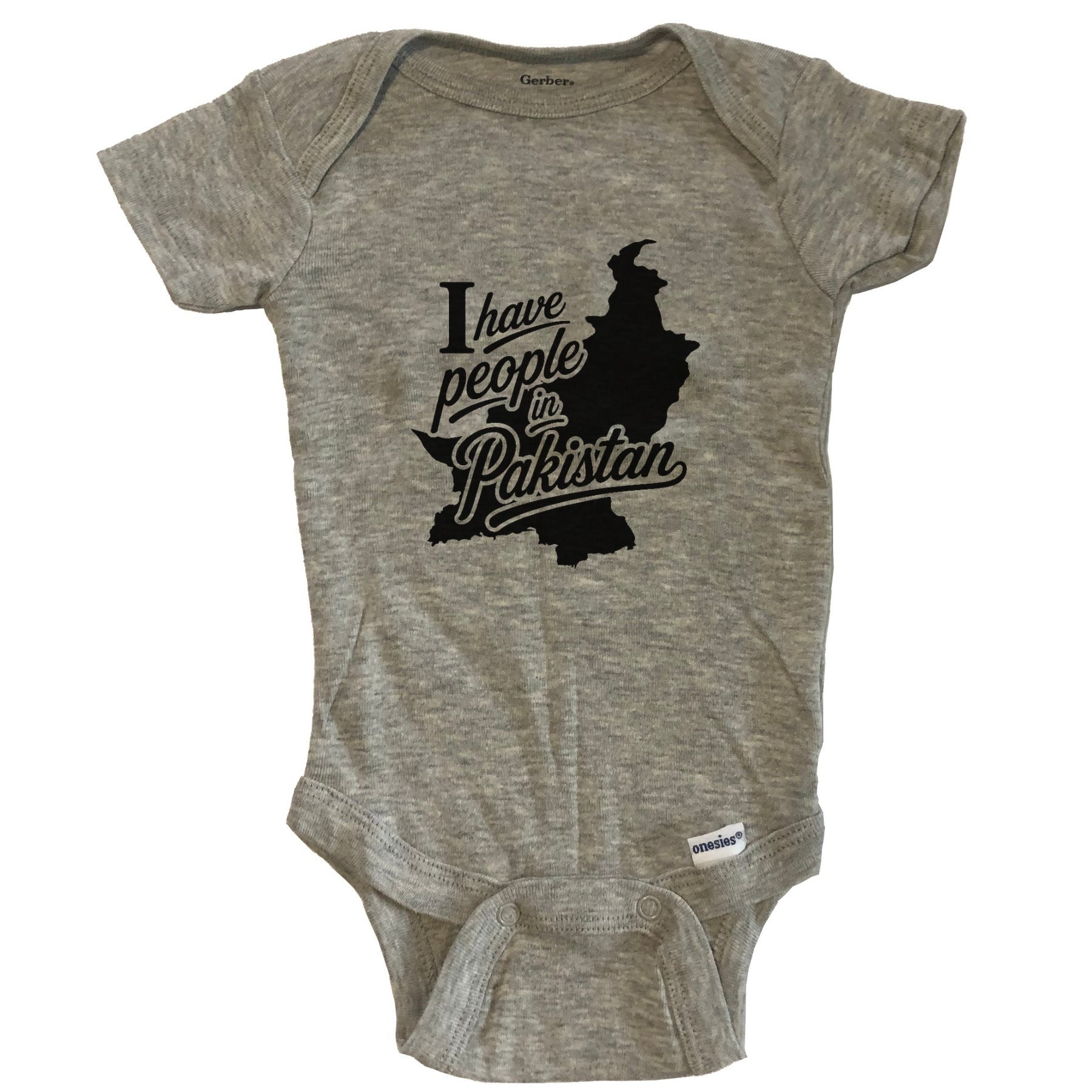 I Have People In Pakistan Country Silhouette Baby Bodysuit - Grey