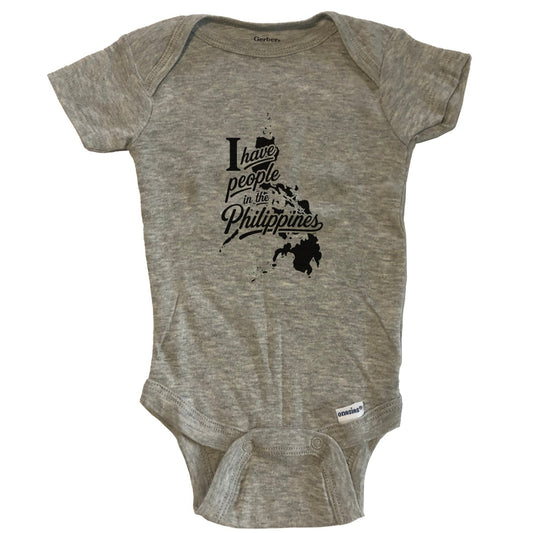 I Have People In the Philippines Country Silhouette Baby Bodysuit - Grey