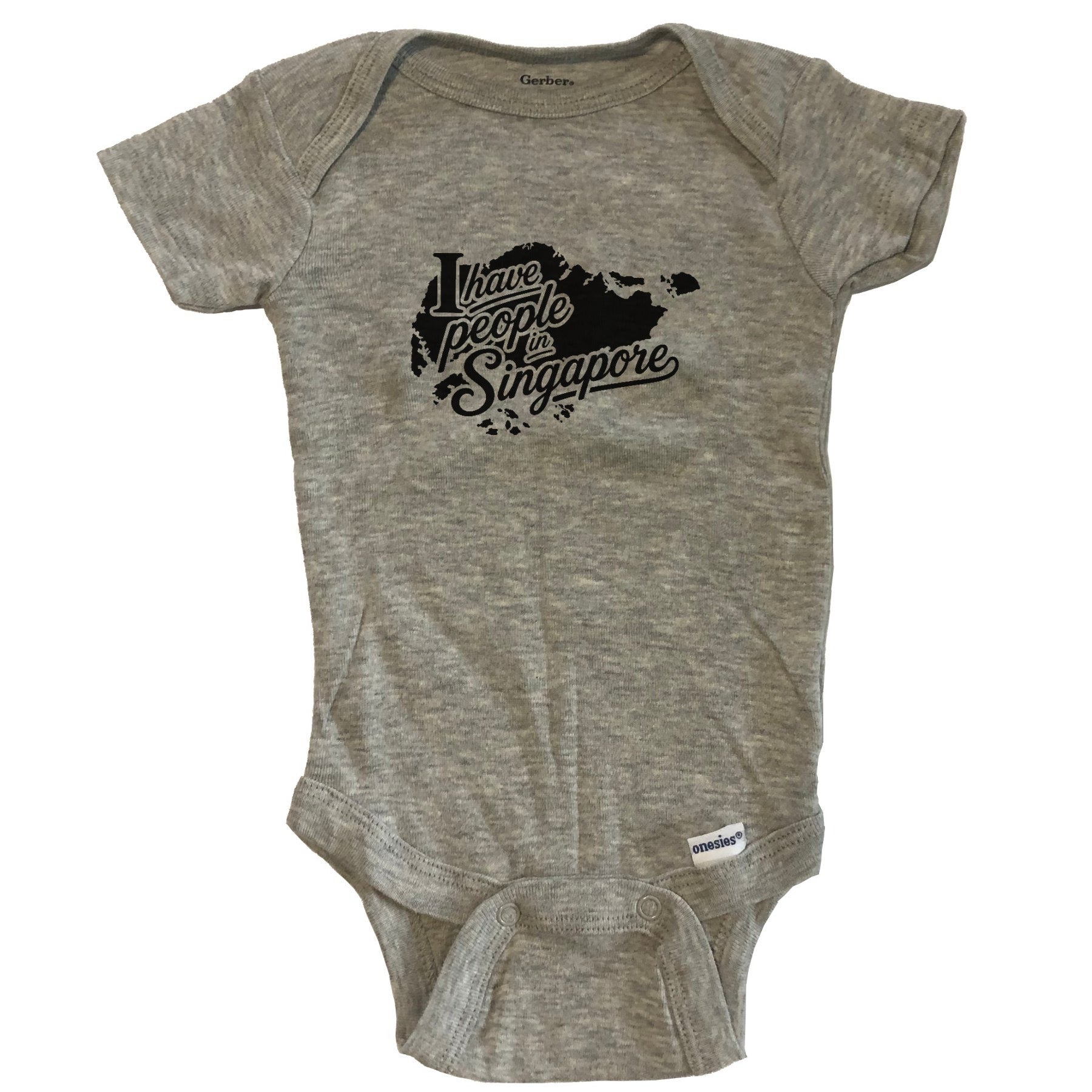 I Have People In Singapore Country Silhouette Baby Bodysuit - Grey