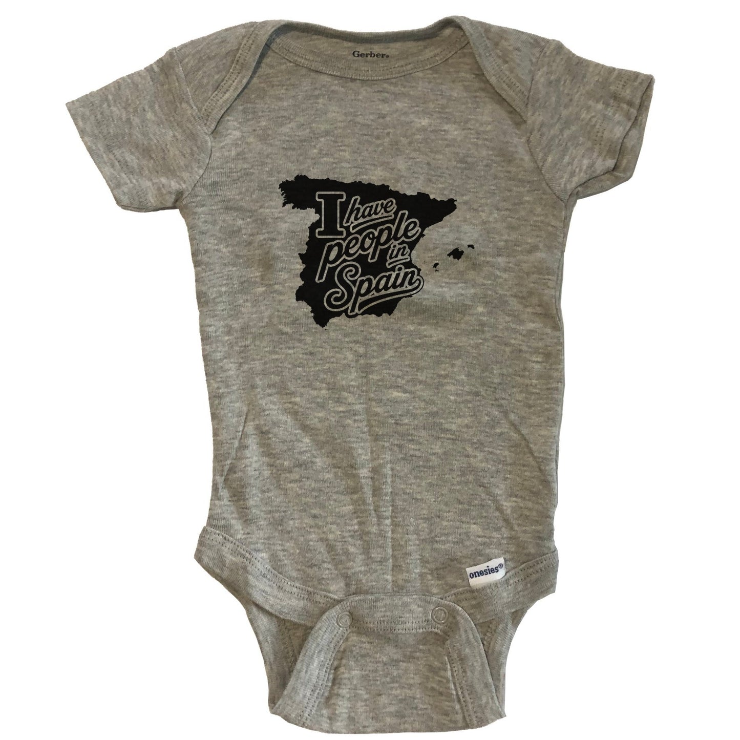 I Have People In Spain Country Silhouette Baby Bodysuit - Grey