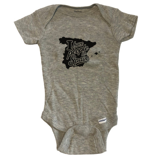 I Have People In Spain Country Silhouette Baby Bodysuit - Grey