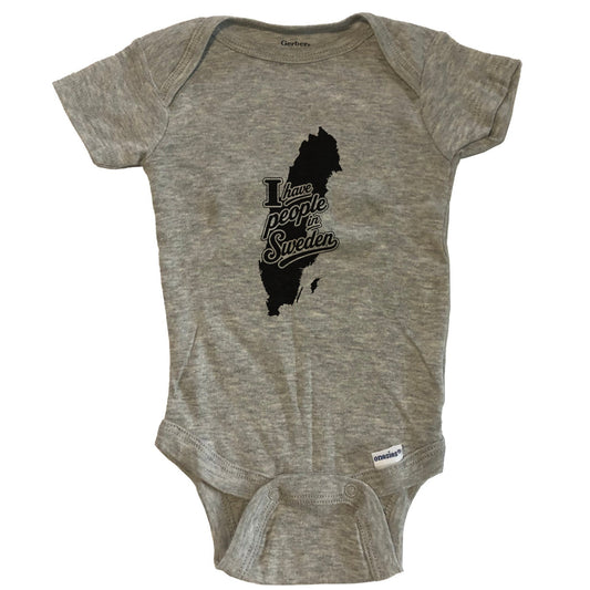 I Have People In Sweden Country Silhouette Baby Bodysuit - Grey