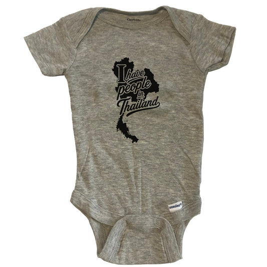 I Have People In Thailand Country Silhouette Baby Bodysuit - Grey