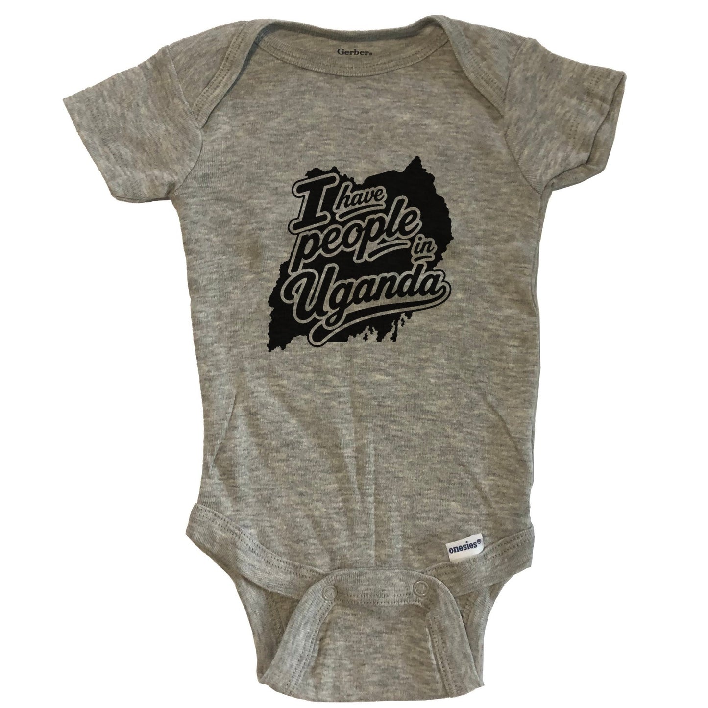 I Have People In Uganda Country Silhouette Baby Bodysuit - Grey