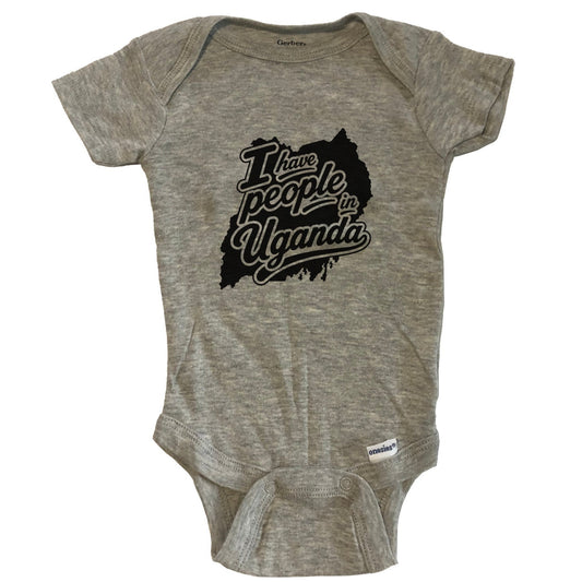 I Have People In Uganda Country Silhouette Baby Bodysuit - Grey