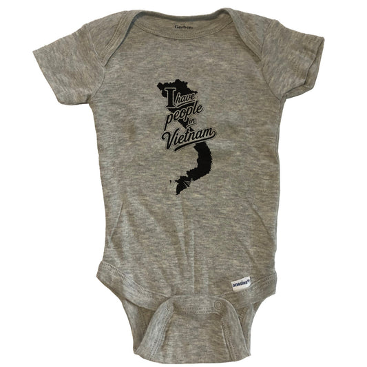 I Have People In Vietnam Country Silhouette Baby Bodysuit - Grey
