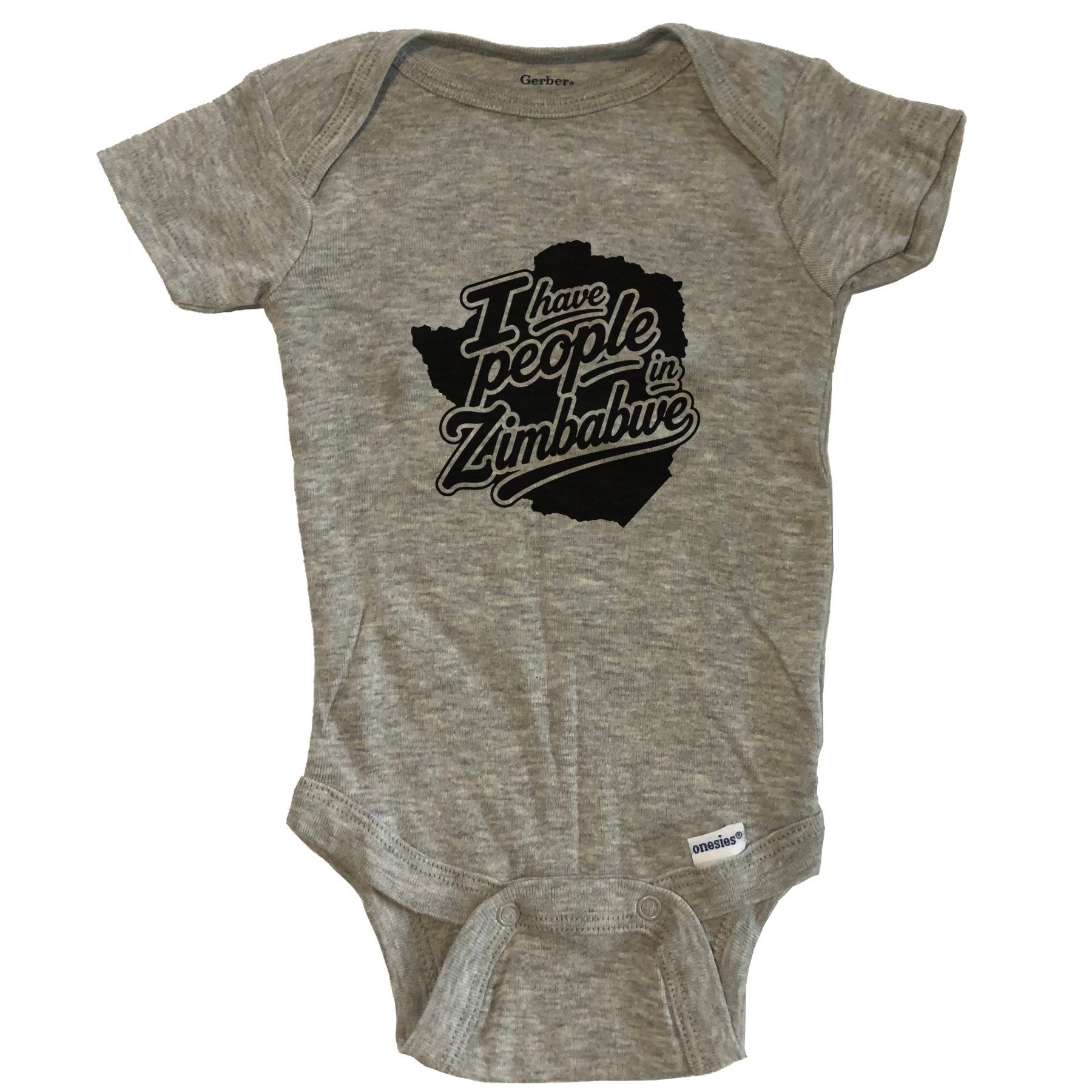 I Have People In Zimbabwe Country Silhouette Baby Bodysuit - Grey