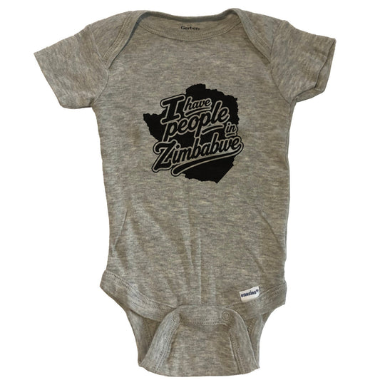 I Have People In Zimbabwe Country Silhouette Baby Bodysuit - Grey