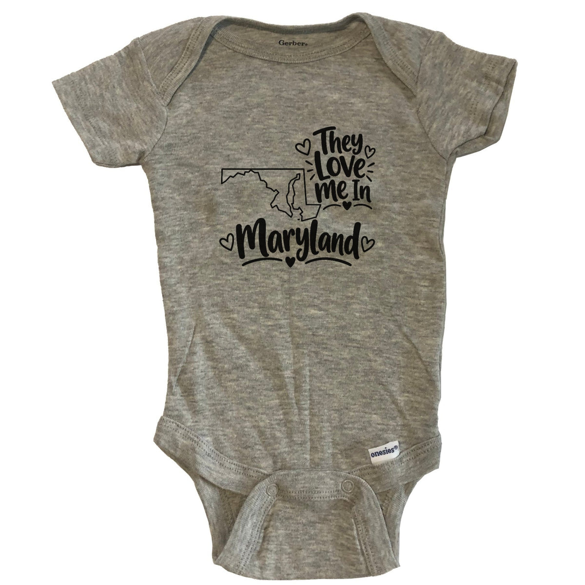 They Love Me In Maryland Funny Baby Bodysuit - Grey
