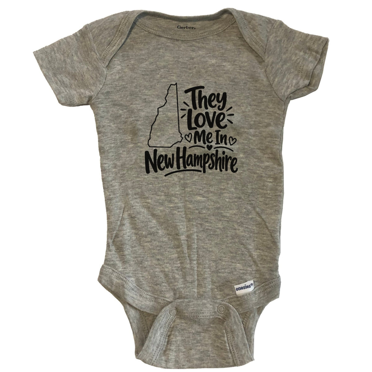 They Love Me In New Hampshire Funny Baby Bodysuit - Grey