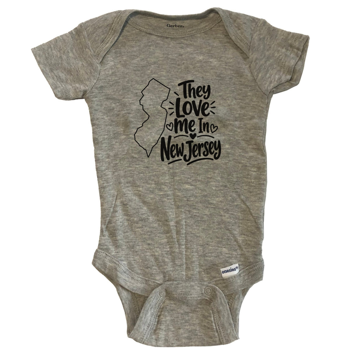 They Love Me In New Jersey Funny Baby Bodysuit - Grey