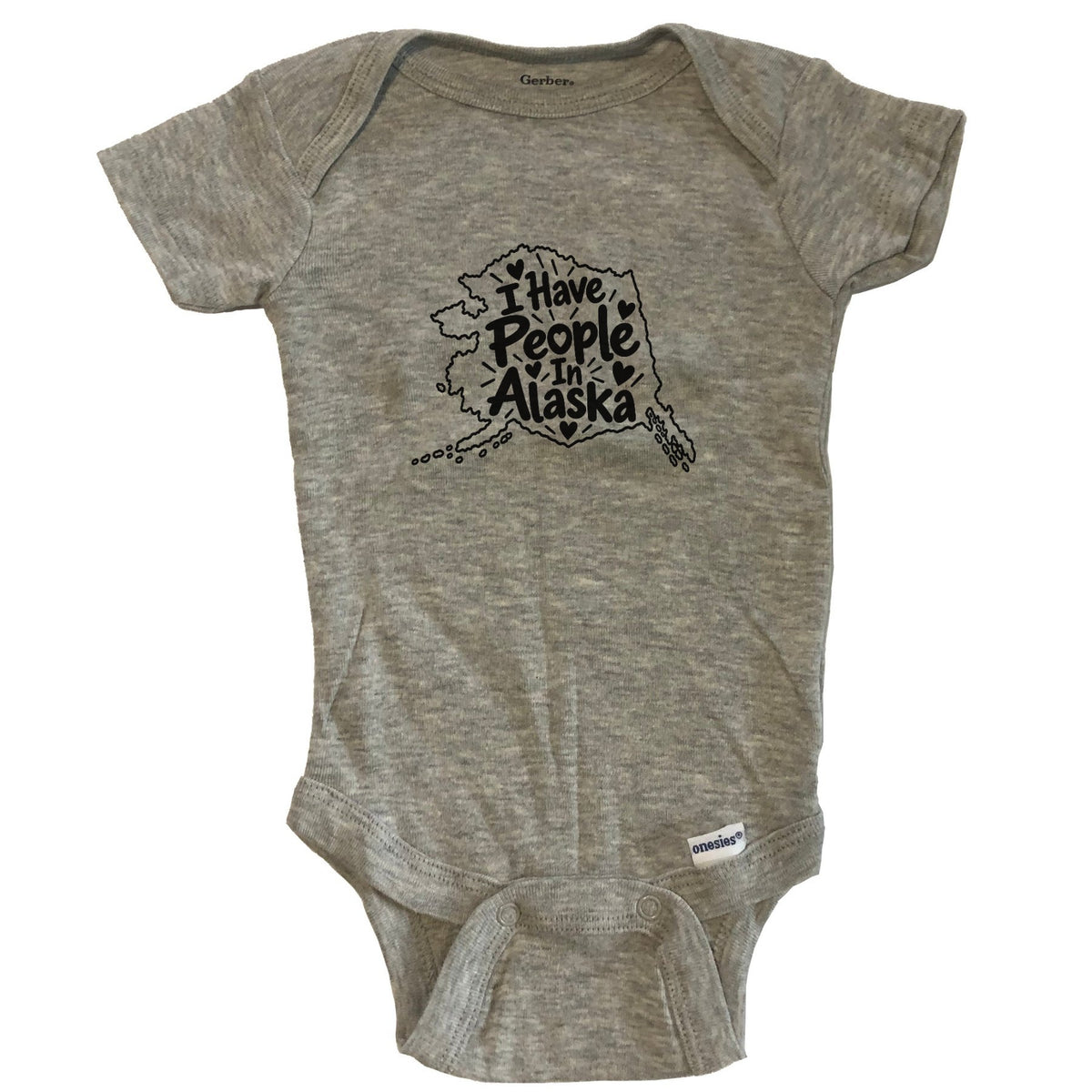 I Have People In Alaska Cute State Silhouette Baby Bodysuit - Grey