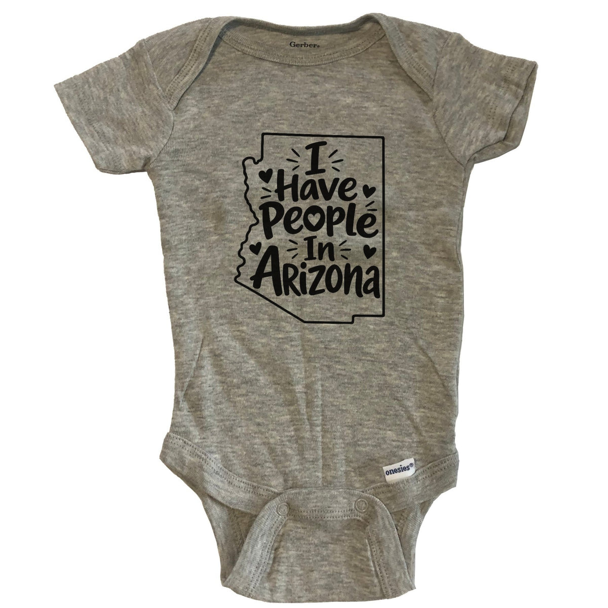 I Have People In Arizona Cute State Silhouette Baby Bodysuit - Grey