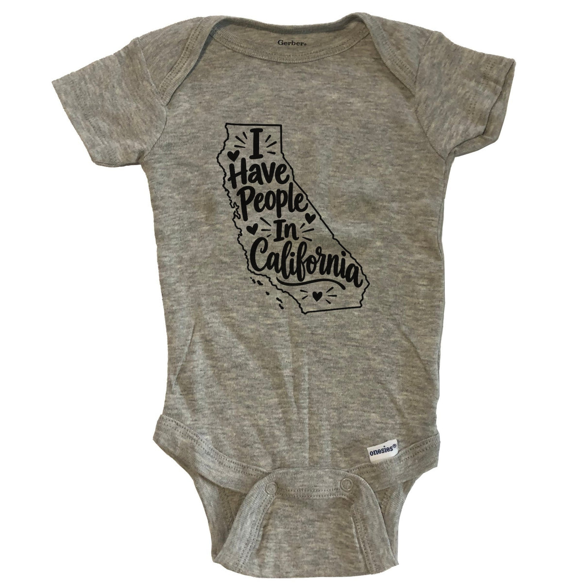 I Have People In California Cute State Silhouette Baby Bodysuit - Grey