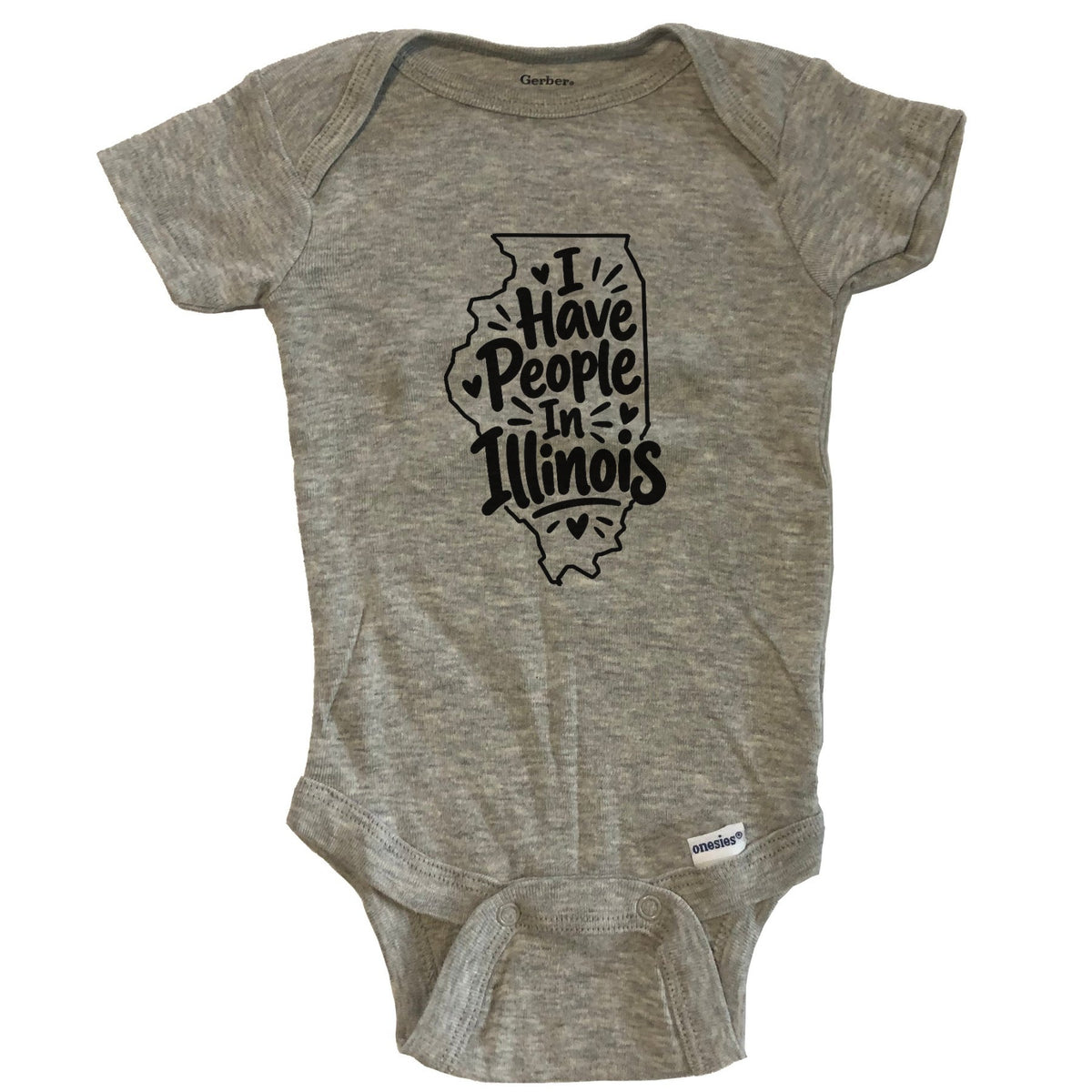 I Have People In Illinois Cute State Silhouette Baby Bodysuit - Grey