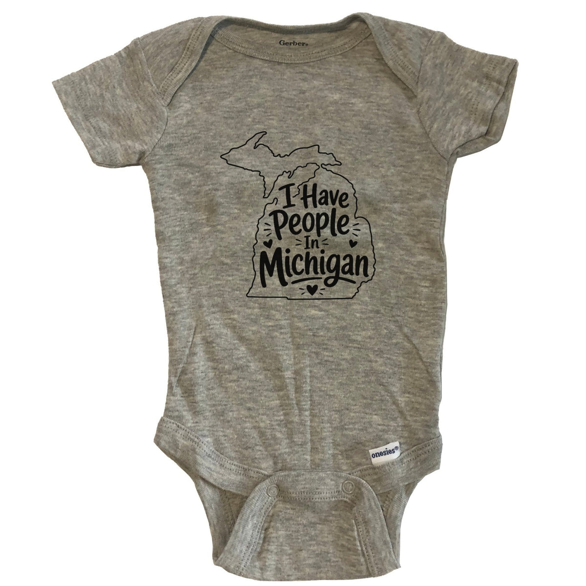 I Have People In Michigan Cute State Silhouette Baby Bodysuit - Grey