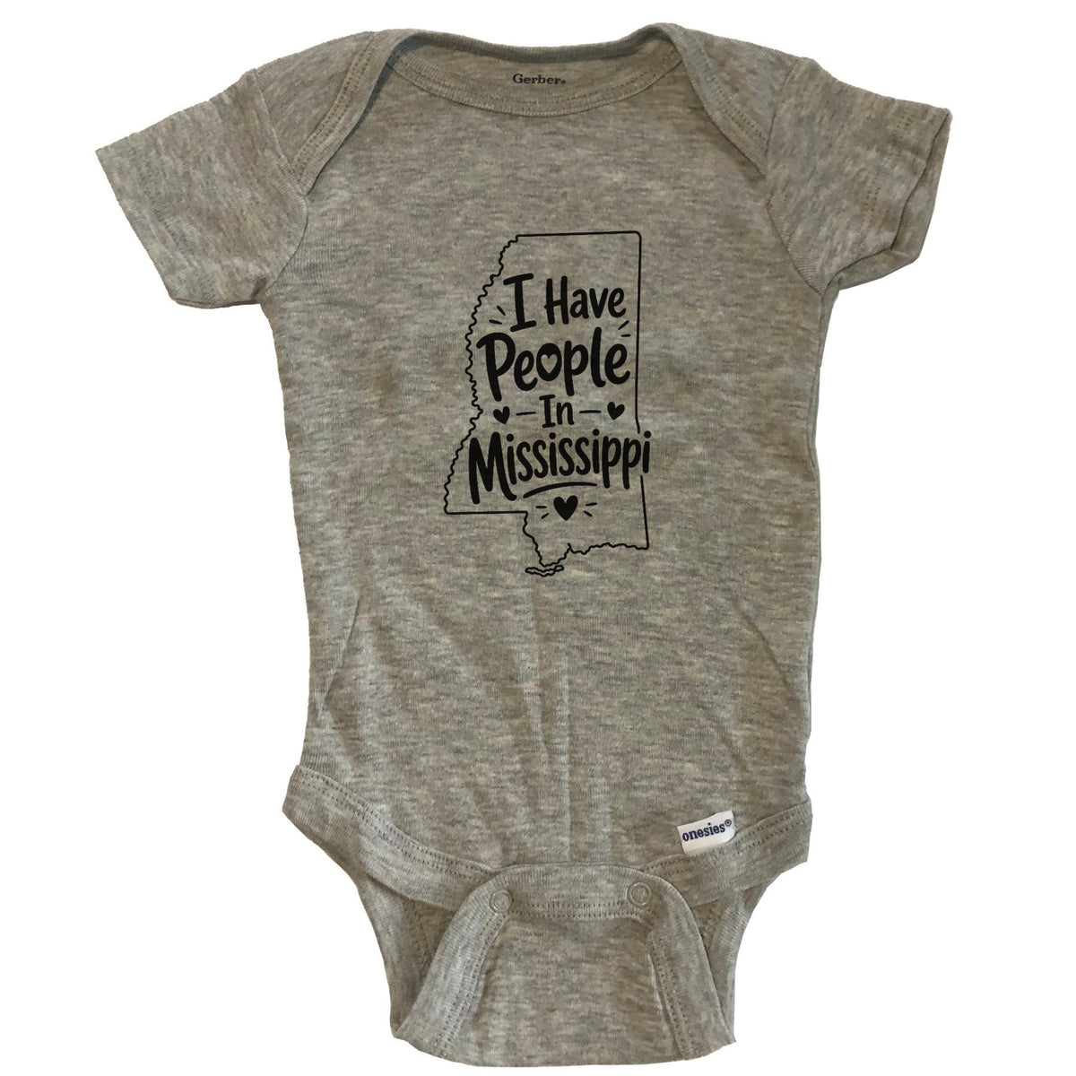 I Have People In Mississippi Cute State Silhouette Baby Bodysuit - Grey