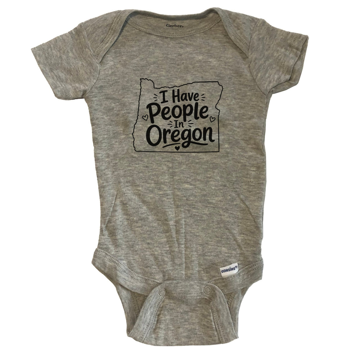 I Have People In Oregon Cute State Silhouette Baby Bodysuit - Grey