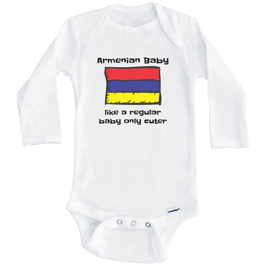 Armenian Baby Like A Regular Baby Only Cuter Funny Armenia Flag Baby Bodysuit (Long Sleeves)