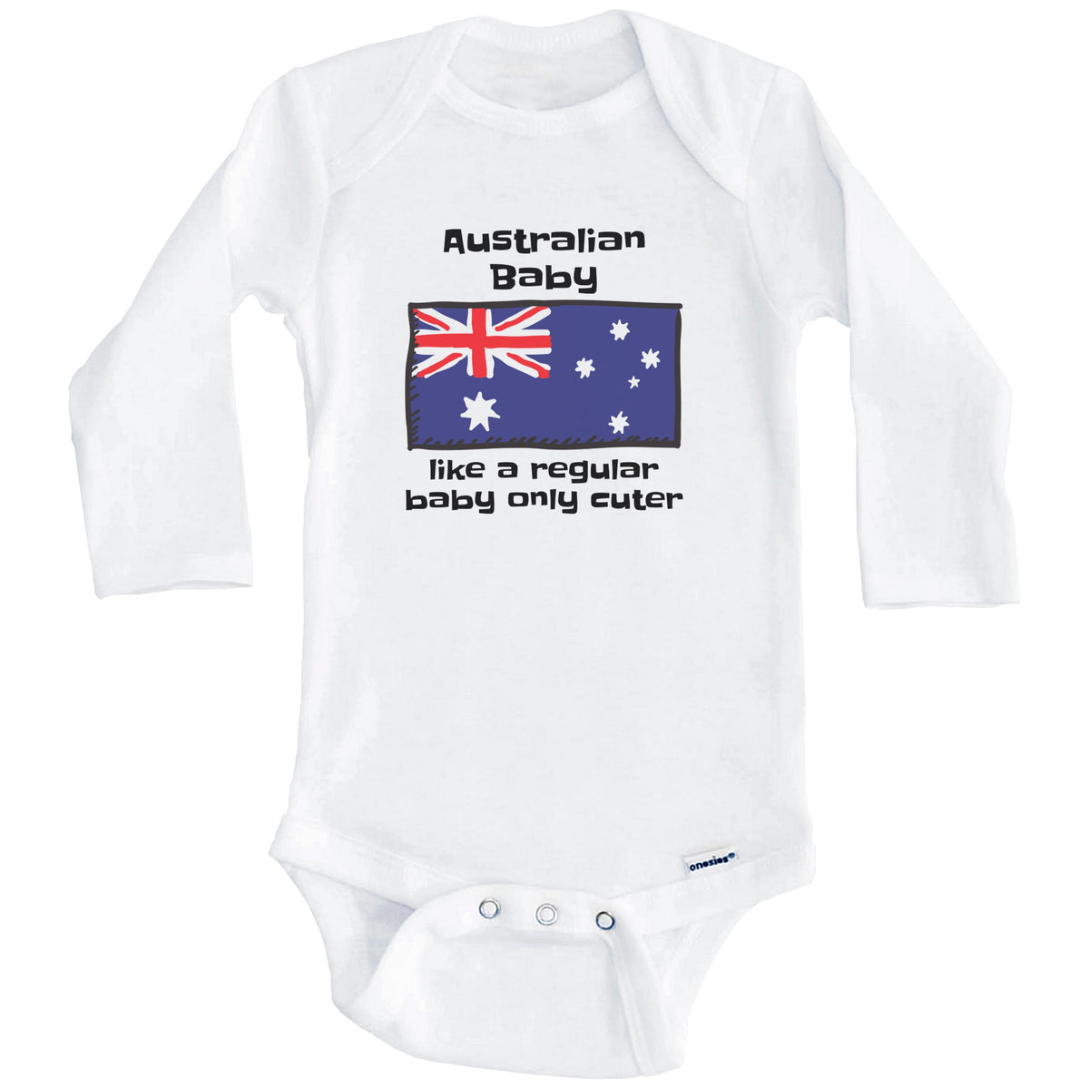 Australian Baby Like A Regular Baby Only Cuter Funny Australia Flag Baby Bodysuit (Long Sleeves)