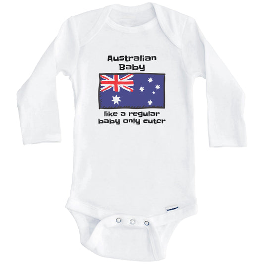 Australian Baby Like A Regular Baby Only Cuter Funny Australia Flag Baby Bodysuit (Long Sleeves)