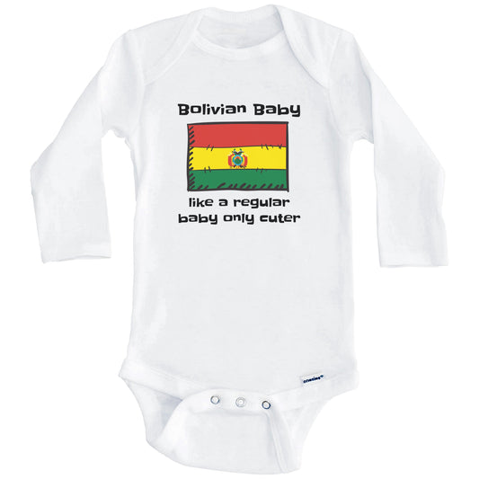 Bolivian Baby Like A Regular Baby Only Cuter Funny Bolivia Flag Baby Bodysuit (Long Sleeves)