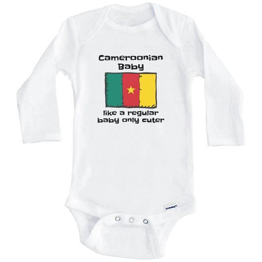 Cameroonian Baby Like A Regular Baby Only Cuter Funny Cameroon Flag Baby Bodysuit (Long Sleeves)