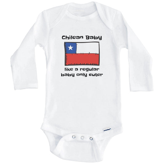 Chilean Baby Like A Regular Baby Only Cuter Funny Chile Flag Baby Bodysuit (Long Sleeves)