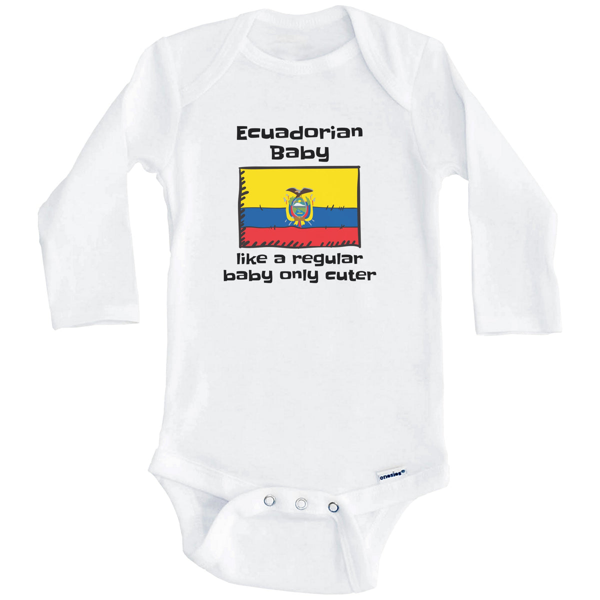 Ecuadorian Baby Like A Regular Baby Only Cuter Funny Ecuador Flag Baby Bodysuit (Long Sleeves)