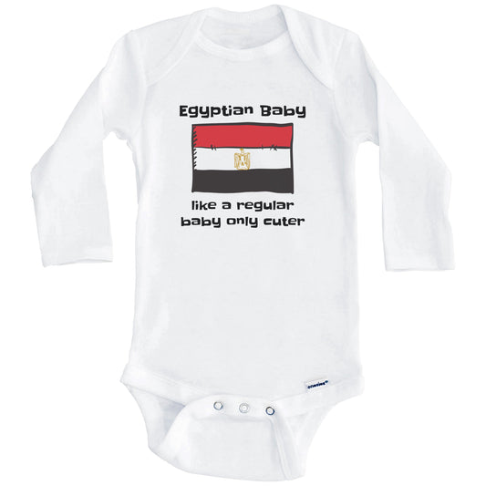 Egyptian Baby Like A Regular Baby Only Cuter Funny Egypt Flag Baby Bodysuit (Long Sleeves)