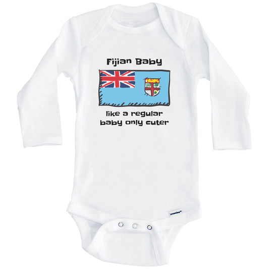 Fijian Baby Like A Regular Baby Only Cuter Funny Fiji Flag Baby Bodysuit (Long Sleeves)