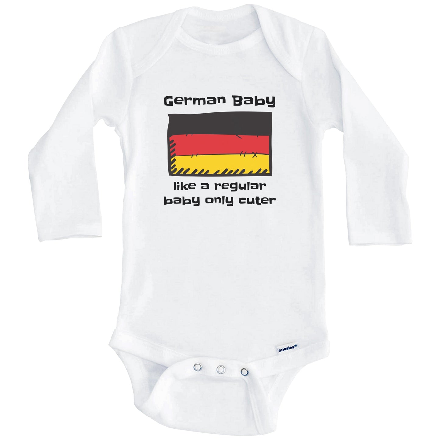 German Baby Like A Regular Baby Only Cuter Funny Germany Flag Baby Bodysuit (Long Sleeves)