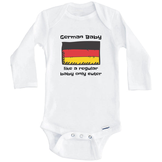 German Baby Like A Regular Baby Only Cuter Funny Germany Flag Baby Bodysuit (Long Sleeves)