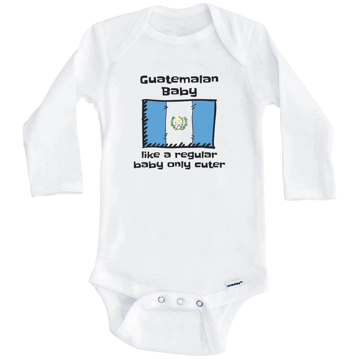Guatemalan Baby Like A Regular Baby Only Cuter Funny Guatemala Flag Baby Bodysuit (Long Sleeves)