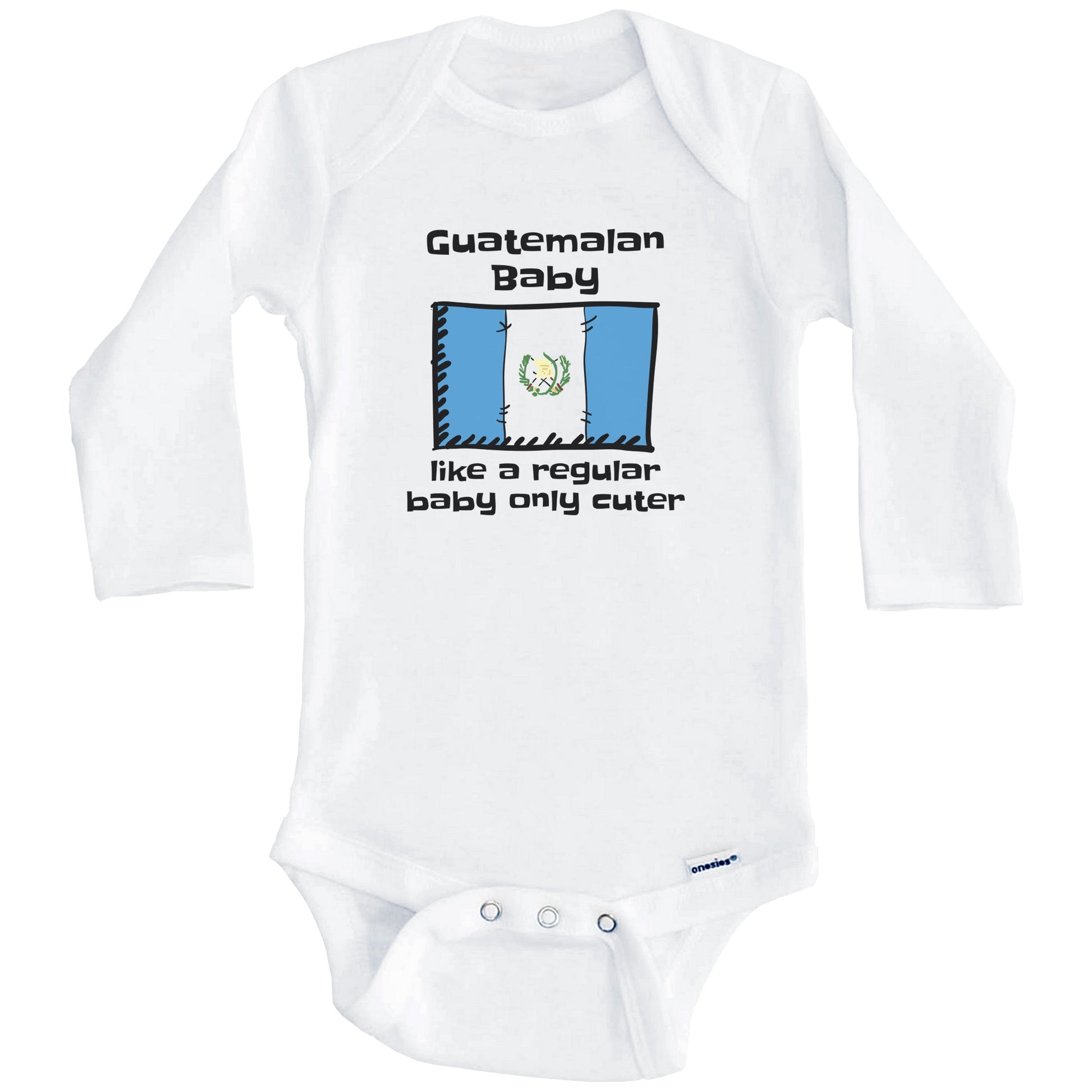 Guatemalan Baby Like A Regular Baby Only Cuter Funny Guatemala Flag Baby Bodysuit (Long Sleeves)