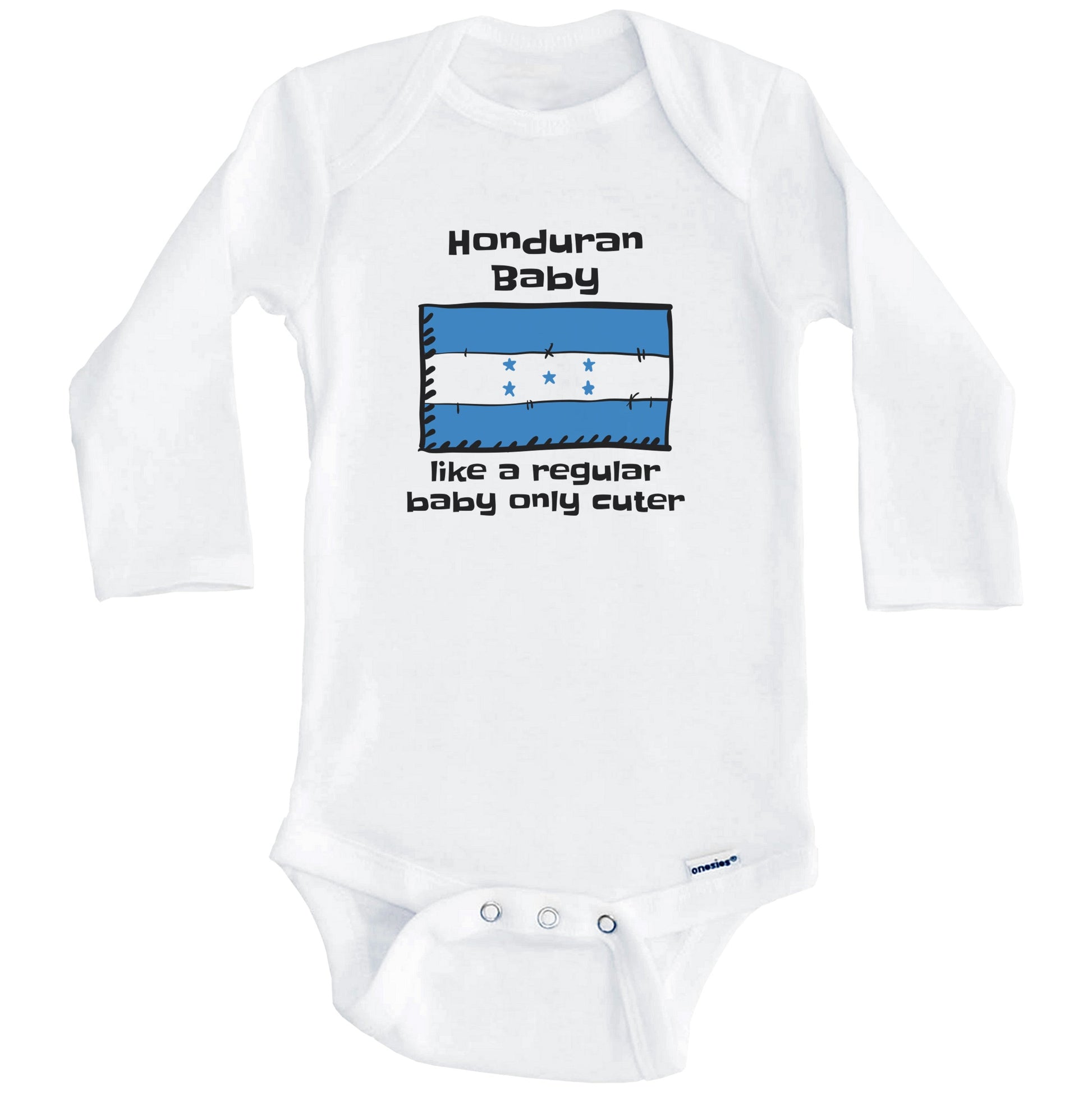 Honduran Baby Like A Regular Baby Only Cuter Funny Honduras Flag Baby Bodysuit (Long Sleeves)