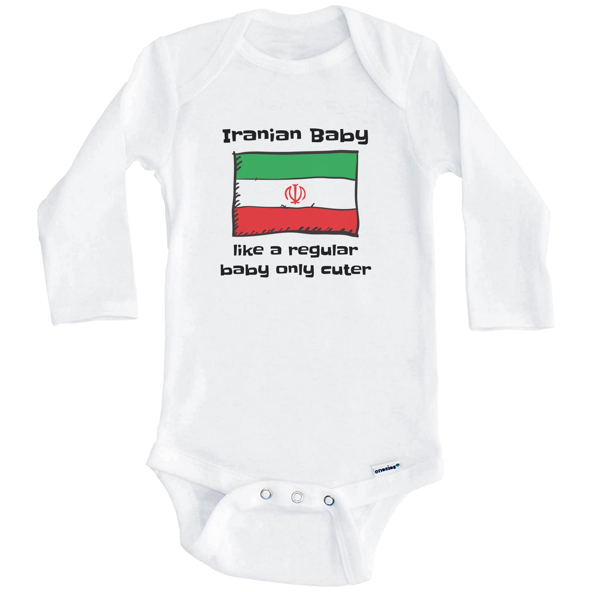 Iranian Baby Like A Regular Baby Only Cuter Funny Iran Flag Baby Bodysuit (Long Sleeves)