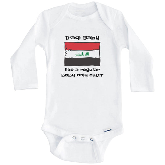 Iraqi Baby Like A Regular Baby Only Cuter Funny Iraq Flag Baby Bodysuit (Long Sleeves)