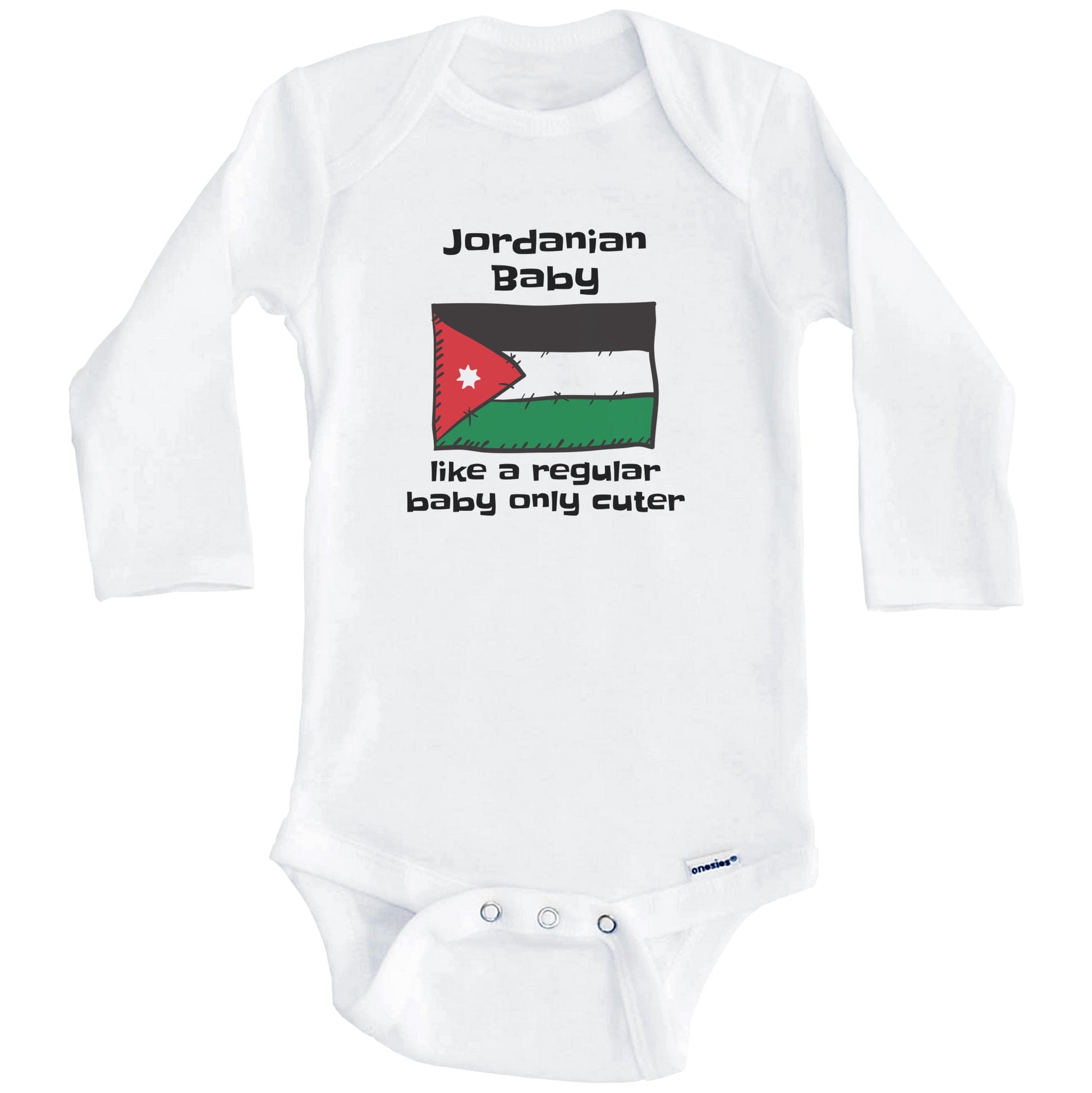 Jordanian Baby Like A Regular Baby Only Cuter Funny Jordan Flag Baby Bodysuit (Long Sleeves)