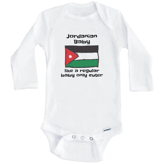 Jordanian Baby Like A Regular Baby Only Cuter Funny Jordan Flag Baby Bodysuit (Long Sleeves)