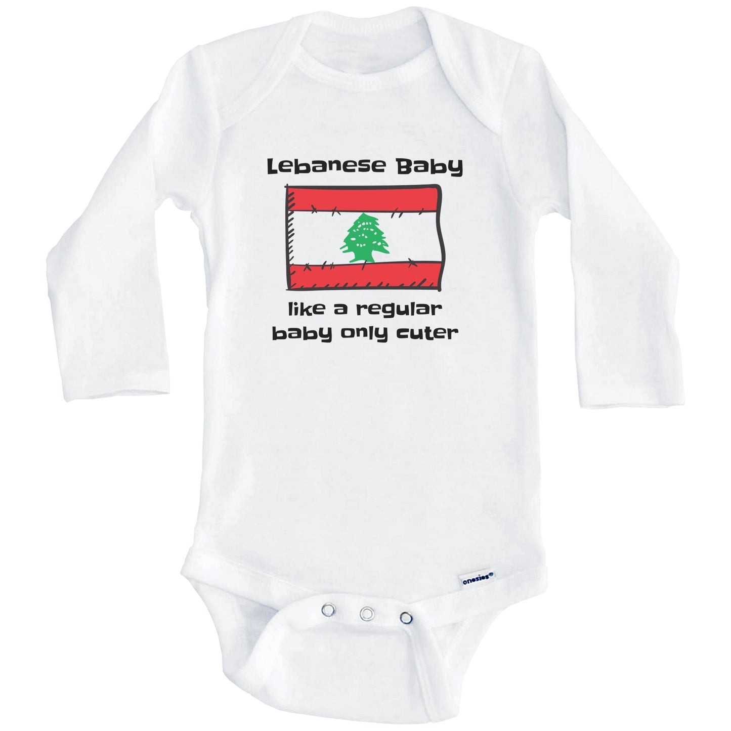 Lebanese Baby Like A Regular Baby Only Cuter Funny Lebanon Flag Baby Bodysuit (Long Sleeves)