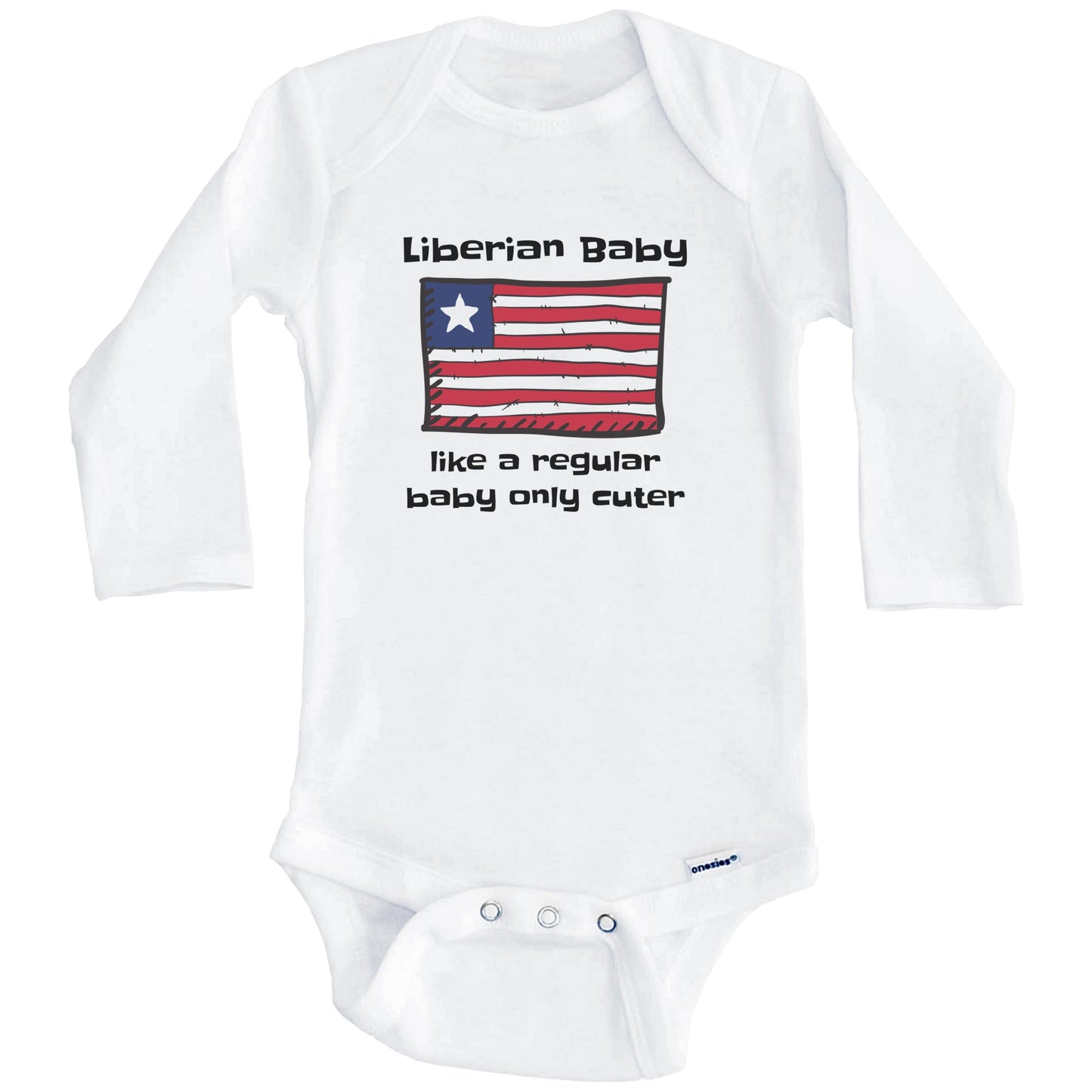 Liberian Baby Like A Regular Baby Only Cuter Funny Liberia Flag Baby Bodysuit (Long Sleeves)