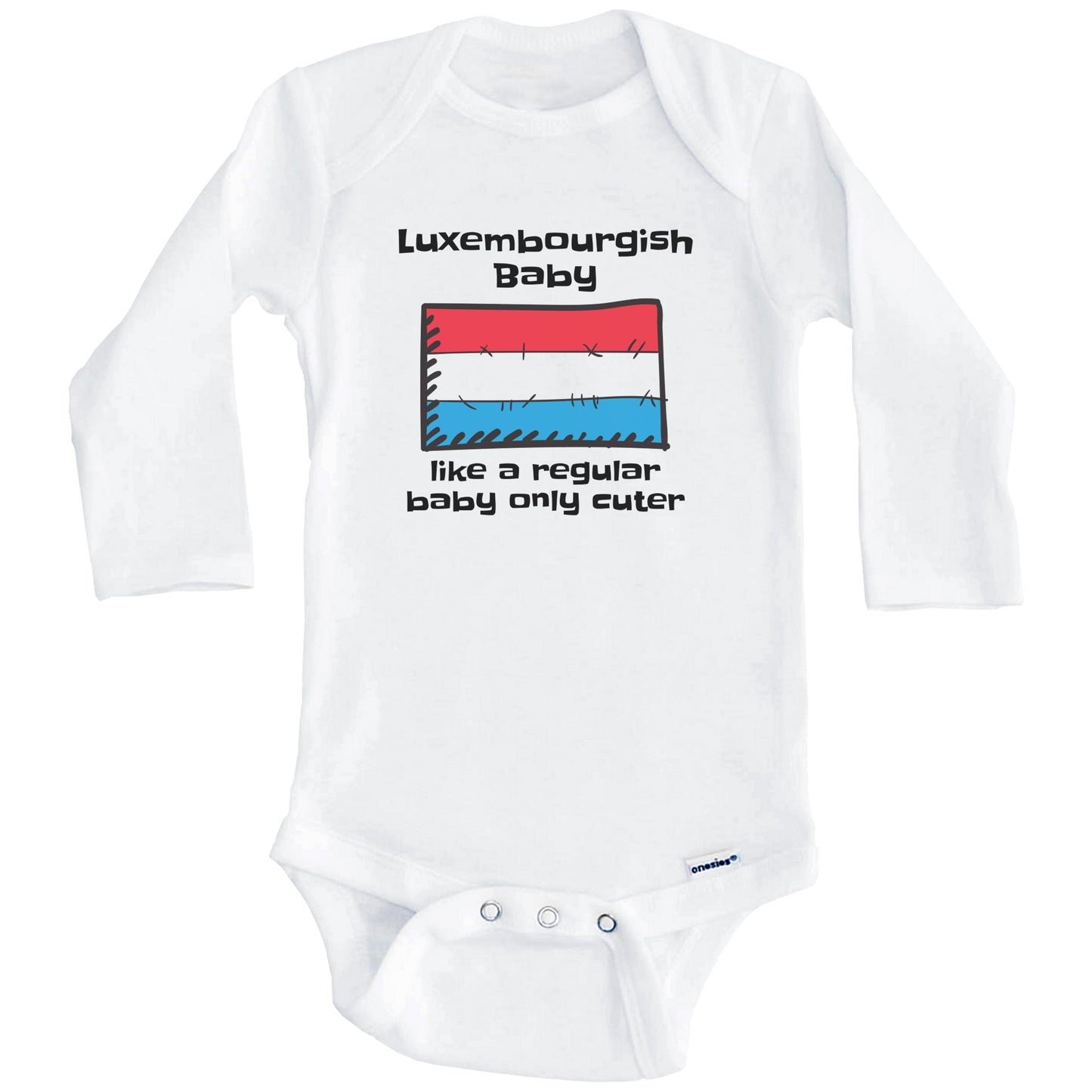 Luxembourgish Baby Like A Regular Baby Only Cuter Funny Luxembourg Flag Baby Bodysuit (Long Sleeves)