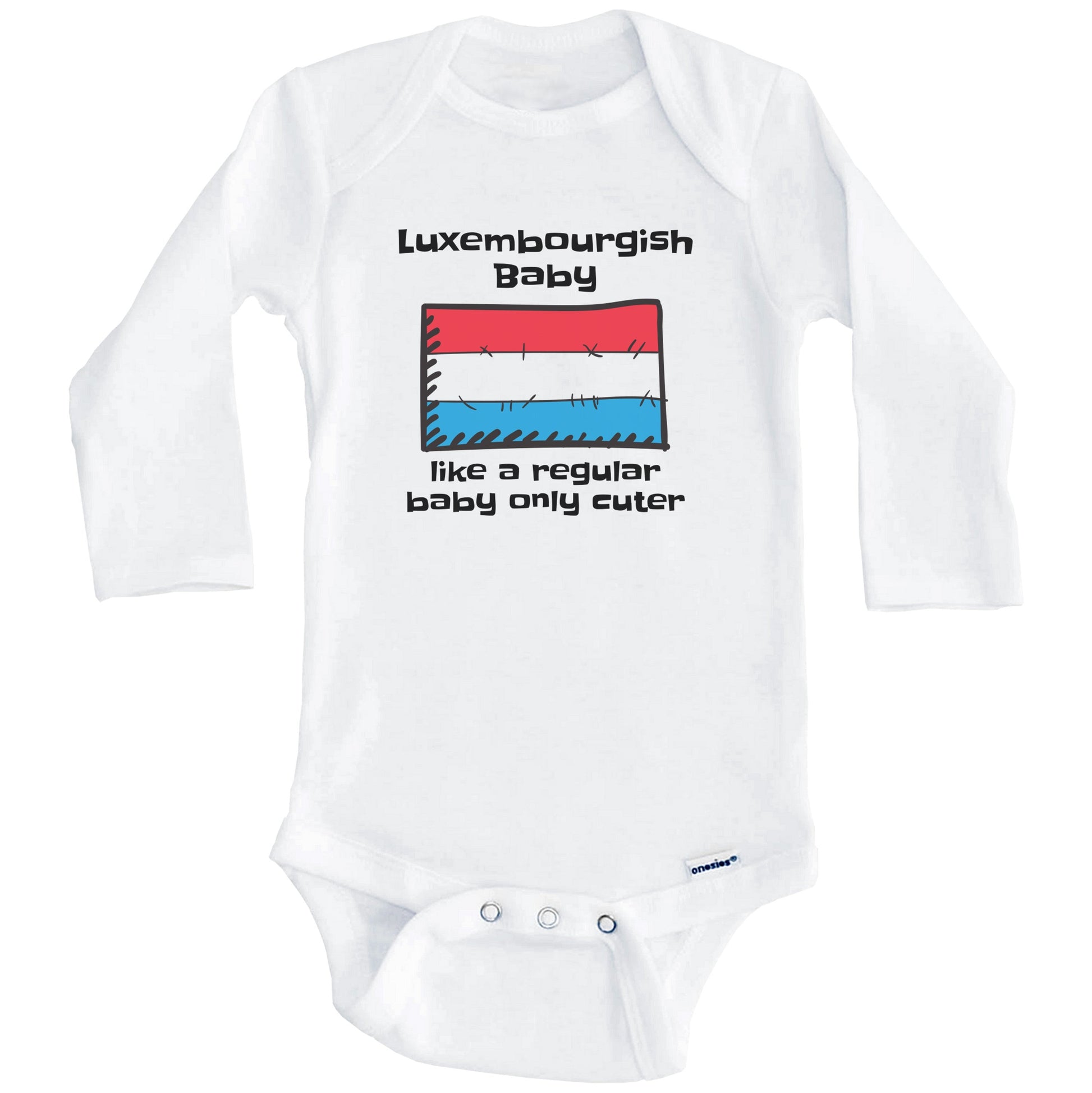 Luxembourgish Baby Like A Regular Baby Only Cuter Funny Luxembourg Flag Baby Bodysuit (Long Sleeves)