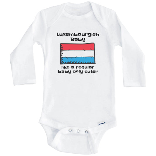 Luxembourgish Baby Like A Regular Baby Only Cuter Funny Luxembourg Flag Baby Bodysuit (Long Sleeves)