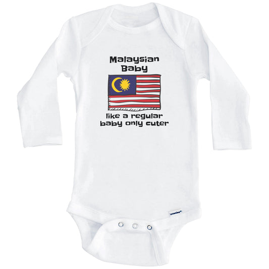 Malaysian Baby Like A Regular Baby Only Cuter Funny Malaysia Flag Baby Bodysuit (Long Sleeves)