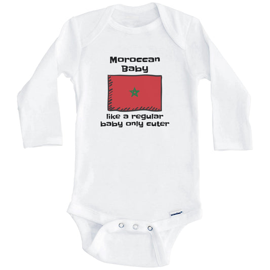 Moroccan Baby Like A Regular Baby Only Cuter Funny Morocco Flag Baby Bodysuit (Long Sleeves)