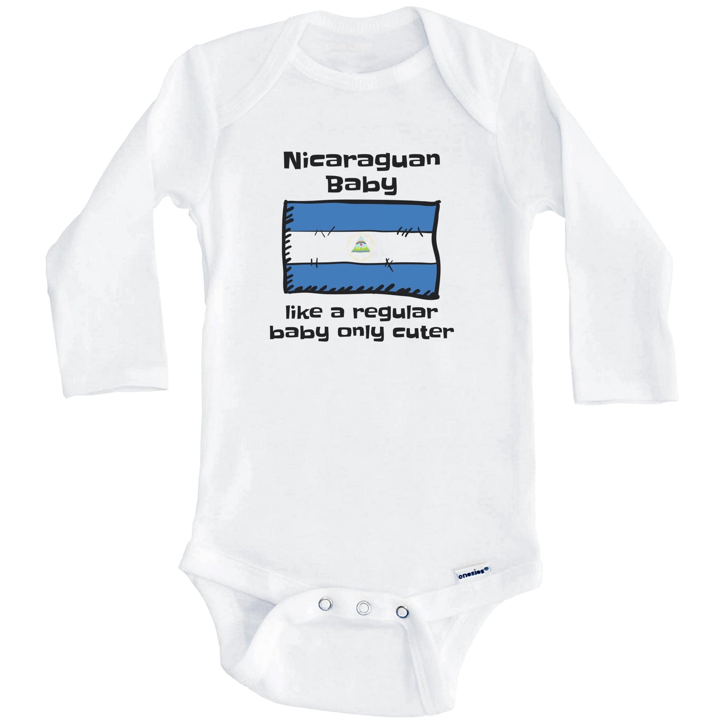 Nicaraguan Baby Like A Regular Baby Only Cuter Funny Nicaragua Flag Baby Bodysuit (Long Sleeves)