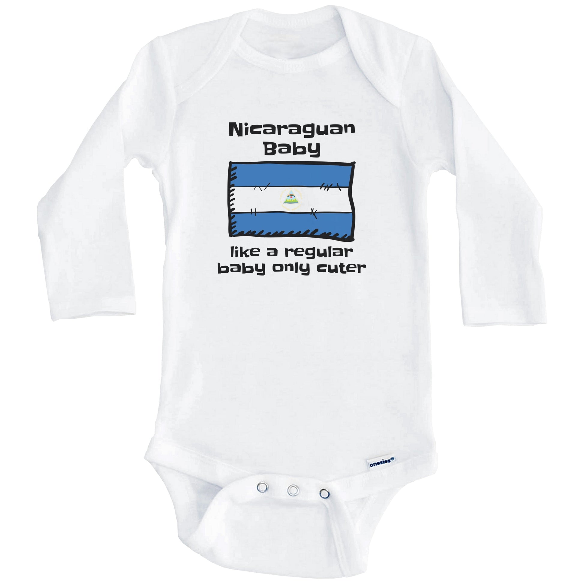 Nicaraguan Baby Like A Regular Baby Only Cuter Funny Nicaragua Flag Baby Bodysuit (Long Sleeves)