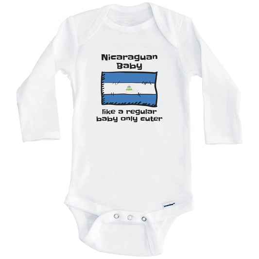 Nicaraguan Baby Like A Regular Baby Only Cuter Funny Nicaragua Flag Baby Bodysuit (Long Sleeves)